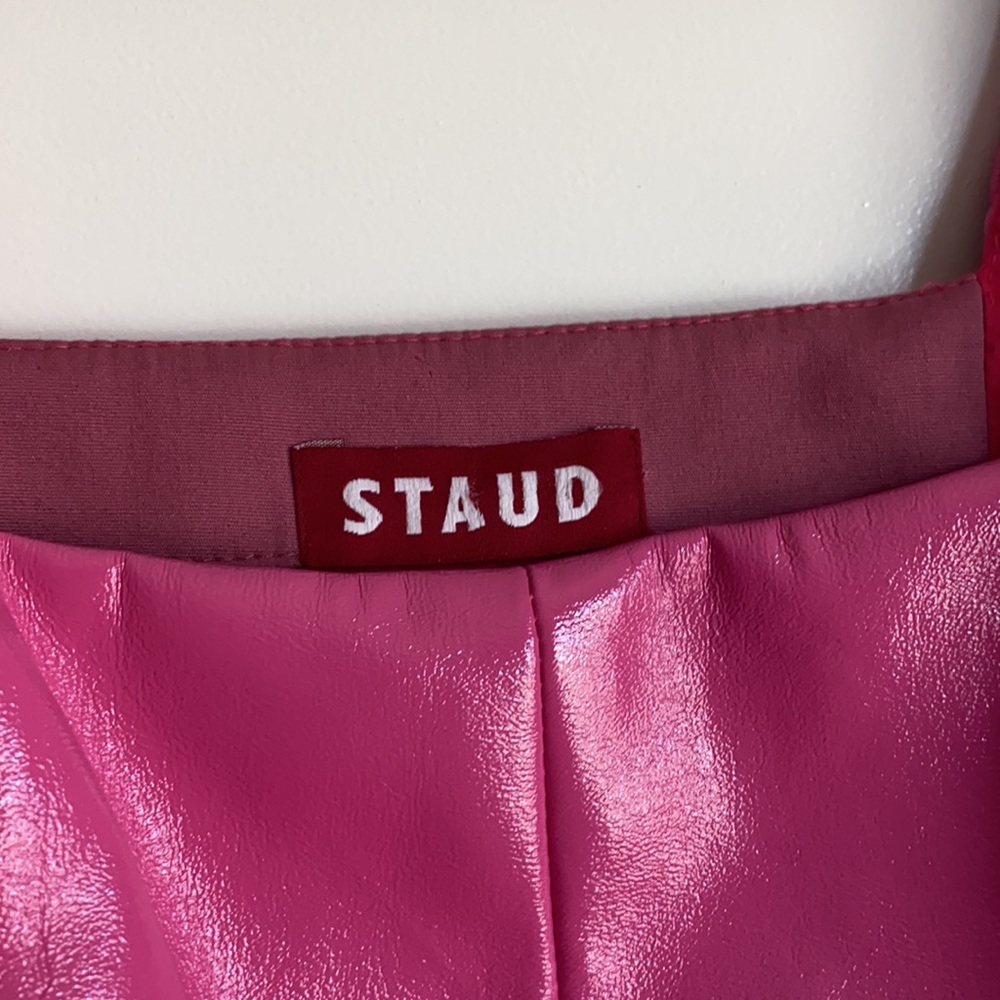 NWOT Staud Faux Leather Pink Crop Top - Picture 2 of 5